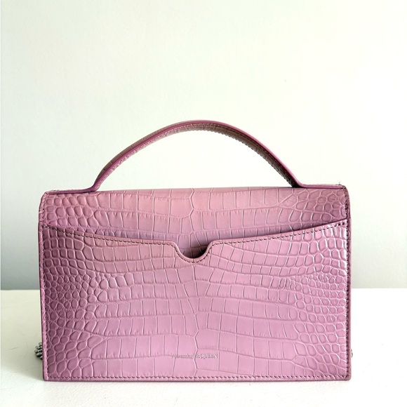 McQueen Medium Skull Croc-Embossed Leather Top Handle Bag - Picture 4 of 10